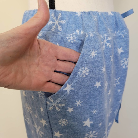 Merry Lane Size XXL Let It Snow 2 Pc PJ Set Snowflake Print Elastic Waist Blue - Picture 7 of 16